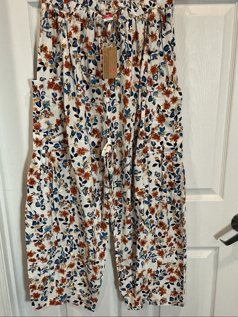 Tarse Floral Drawstring Linen Pants- NWT